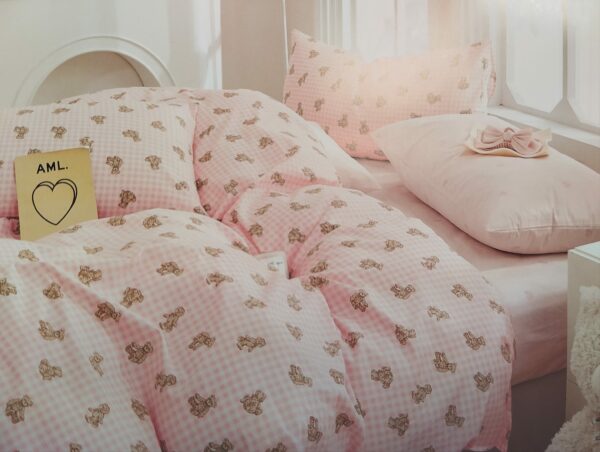 Photo de la Parure de Couette avec motif Ourson rose