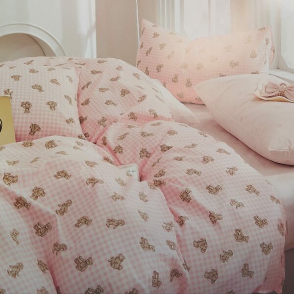 Photo de la Parure de Couette avec motif Ourson rose