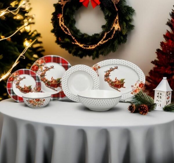 Photo du Service de table en Porcelaine version Noël de 26 pièces