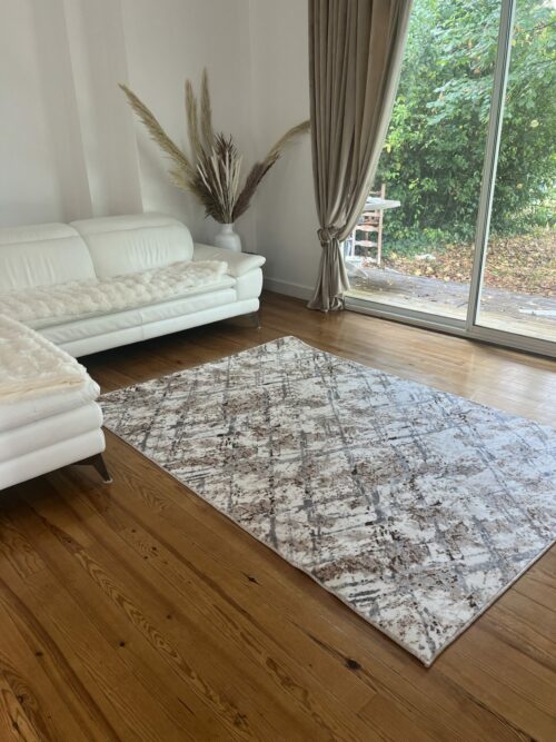 Tapis - Kaza (Blanc et Taupe) – Image 1
