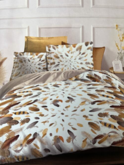 img_1187-2 Parure De Couette N°095 - Bird (Blanc Et Beige) – Image 2