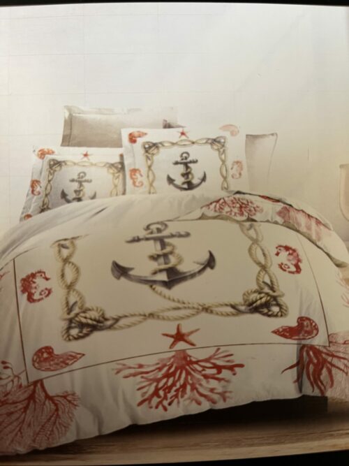 Parure De Couette N°093 - Corail Marin (Blanc Et Rouge) – Image 3