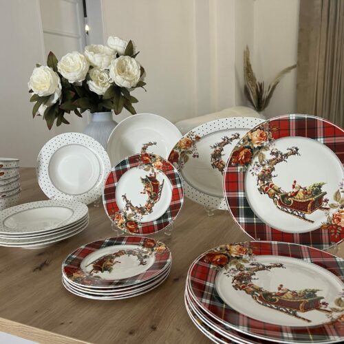 Service de table en Porcelaine - Version Noël (26 pièces)