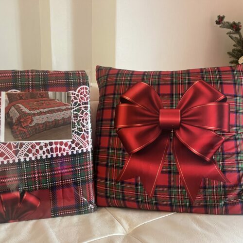 Parure De Couette N°068 (3 pièces) - Noeud Tartan (Microfibre)