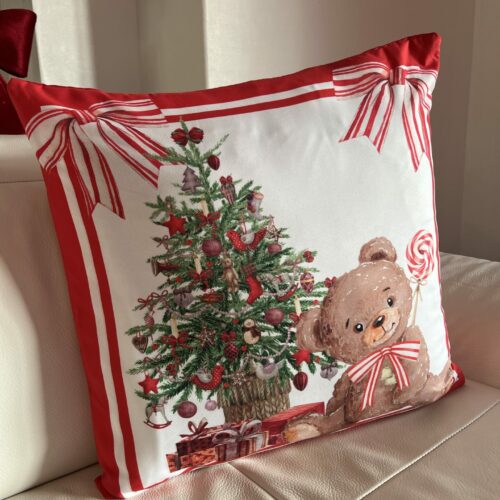 Housse Coussin Ourson Noel