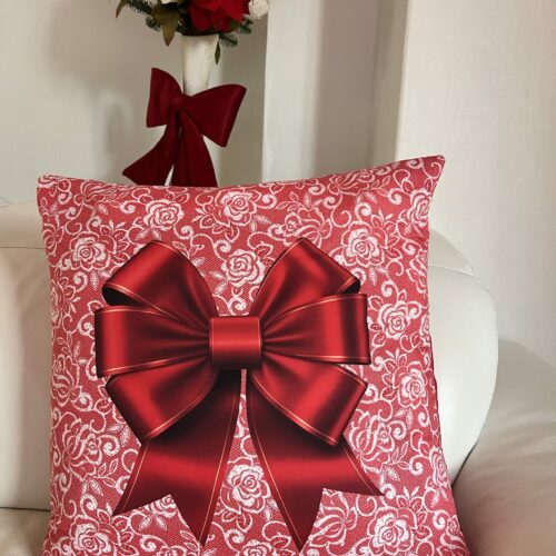 Housse Coussin noeud dentelle