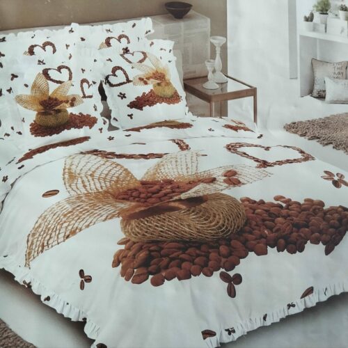 Parure De Couette N°092 - Café (Blanc & Marron)