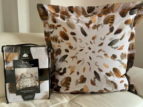 Parure De Couette N°095 - Bird (Blanc Et Beige) – Image 1