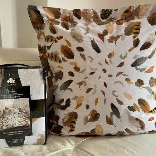 Parure De Couette N°095 - Bird (Blanc Et Beige)