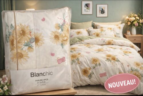 Parure De Couette N°103 - Gloria (Blanc et jaune) – Image 3