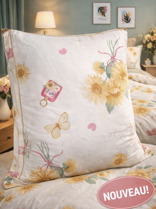 Parure De Couette N°103 - Gloria (Blanc et jaune) – Image 2