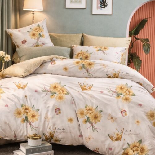 Parure De Couette N°103 - Gloria (Blanc et jaune)