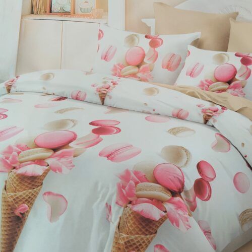Parure De Couette N°110 - Macaron et Glace (Blanc et rouge)