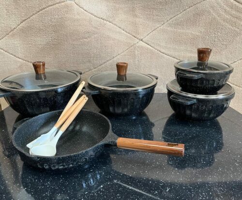 Batterie de cuisine - Noir (15 pièces) – Image 2