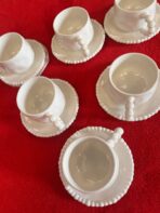 Service à café Perles blanches – 6 tasses en porcelaine avec sous-coupes (12 pièces) – Image 3