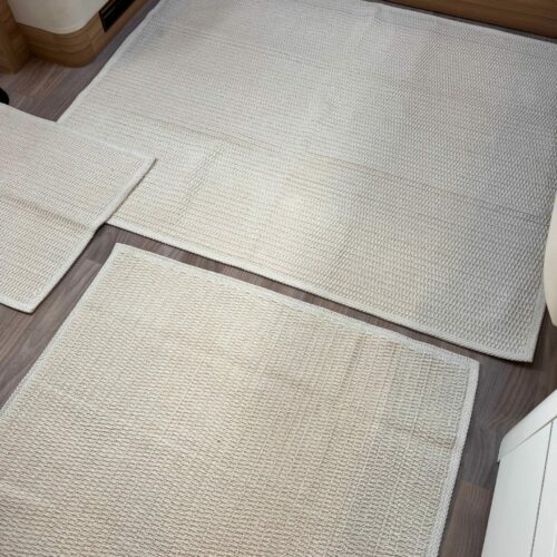 Lot De 6 Tapis Saint-Tropez Blanc - Pour Caravane, Camping-car Ou Appartement - Coton, Lavables, Antidérapants