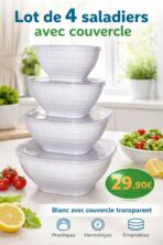 lot de 4 saladiers avec couvercle