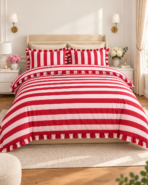 Parure de couette réversible rose et rouge  – Sucre d'orge N°018 – Image 3