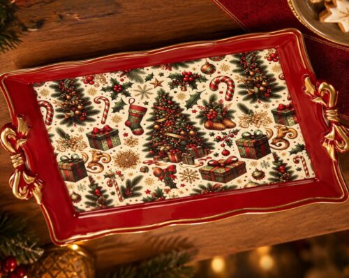 Plats de présentation de Noël  – Rouge et doré – Image 4