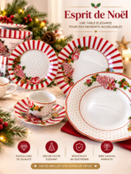 Service de table Porcelaine et Mélamine - Candy Cane ( 32 Pièces)