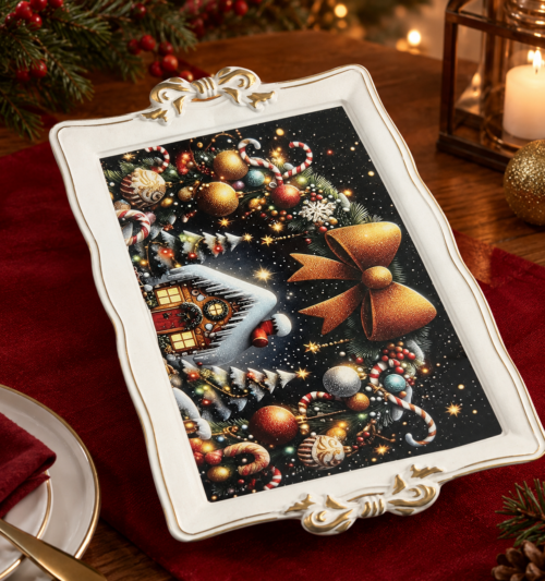 Plats de présentation de Noël  – Rouge et doré – Image 5