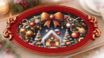 Plats de présentation de Noël  – Rouge et doré – Image 2