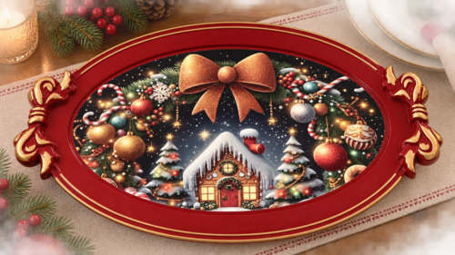 Plats de présentation de Noël  – Rouge et doré – Image 2
