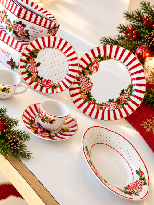 Service de table Porcelaine et Mélamine - Candy Cane ( 32 Pièces) – Image 2